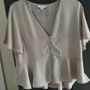 Topshop Dove Grey Peplum Blouse